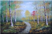 Turbid Current Rushing through Forest with Falling foliage Oil Painting Landscape Tree Autumn Naturalism 24 x 36 inches