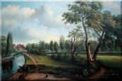 Flatford Mill Oil Painting Landscape River Classic Romanticism 24 x 36 inches