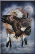 Native American Art of Bald Eagles Oil Painting Animal Modern 36 x 24 inches