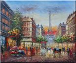 A Paris Street Toward Eiffel Tower Oil Painting  20 x 24 inches
