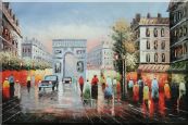 Pedestrian Cross Paris Arc De Triumph Oil Painting Cityscape France Impressionism 24 x 36 inches