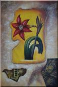 Abstract Modern Red Lily Flower Oil Painting 36 x 24 inches