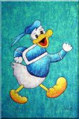 Cute Lovely Happy Donald Oil Painting Animal Bird Duck Modern 36 x 24 inches