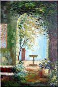 Charming Seaside Garden Porch Oil Painting Impressionism 36 x 24 inches