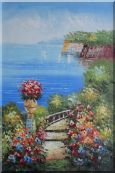 Steps by the Bay Oil Painting Mediterranean Naturalism 36 x 24 inches