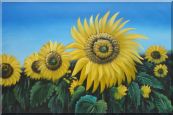 Glory of Sunflowers Oil Painting Landscape Field Naturalism 24 x 36 inches