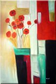 Red Blooming Flowers Oil Painting Decorative 36 x 24 inches