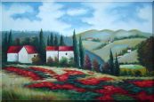 Tuscany Landscape Scene Oil Painting Field Italy Naturalism 24 x 36 inches