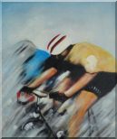 Racing Bicyclist Oil Painting Portraits Cycling Modern 24 x 20 inches