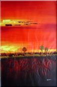Tree and Sunset Landscape Oil Painting Modern 36 x 24 inches