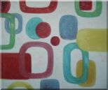 Colorful Rings and Dots in White Background Oil Painting Nonobjective Modern 20 x 24 inches