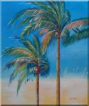 Palm Trees in Tropical Storm Oil Painting Seascape Naturalism 24 x 20 inches