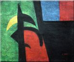 Black, Green, Red, Blue, Yellow Oil Painting Nonobjective Modern 20 x 24 inches