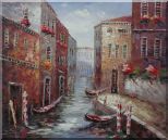 Boat Docked on Canal of Venice, Italy Oil Painting Impressionism 20 x 24 inches