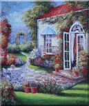 Gorgeous Backyard of Flower Garden in Spring Oil Painting Naturalism 24 x 20 inches