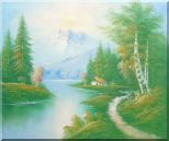 Quiet Lake Scenery in Eary Spring Oil Painting Landscape River Naturalism 20 x 24 inches