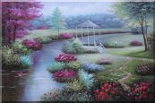 Graceful Flower Garden at Riverside Oil Painting Landscape Naturalism 24 x 36 inches