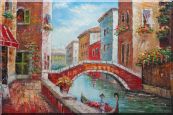 Pleasant Noon Time At Tranquil Street of Venice Oil Painting Italy Impressionism 24 x 36 inches