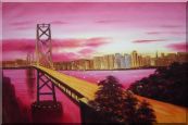 Bay Bridge To San Francisco From Treasure Island Oil Painting Cityscape America Modern 24 x 36 inches