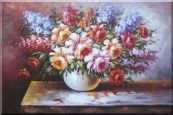 Beautiful Still Life FlowersIn Vase Oil Painting Naturalism 24 x 36 inches