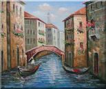 Gondolas in Street of Venice, Italy Oil Painting Naturalism 20 x 24 inches