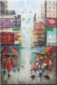 Street of Shanghai in early Twenty Century Oil Painting Cityscape China Impressionism 36 x 24 inches