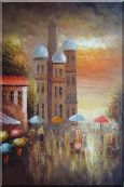 Old Building with Colorful Scenery Oil Painting Cityscape Impressionism 36 x 24 inches