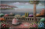 Lovely Mediterranean Retreat Before Storm Oil Painting Naturalism 24 x 36 inches