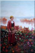 A Garden above the Seine Oil Painting Portraits Woman Classic 36 x 24 inches