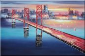 Bay Bridge To San Francisco Oil Painting Cityscape America Modern 24 x 36 inches
