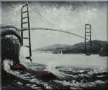 Black and White San Francisco Golden Gate Bridge Oil Painting Seascape America Naturalism 20 x 24 inches