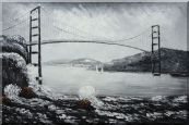 Black and White San Francisco Golden Gate Bridge Oil Painting Seascape America Naturalism 24 x 36 inches