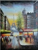  Paris Street and Eiffel Tower Scene Oil Painting Cityscape France Impressionism 48 x 36 inches