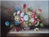 Still Life of Flowers in a Earthware Vase Oil Painting Bouquet Classic 36 x 48 inches