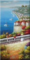 Mediterranean Harbor View Oil Painting Naturalism 72 x 36 inches