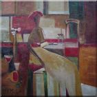 A Lady Sitting On Chair In a Room Oil Painting Portraits Woman Modern 30 x 30 inches