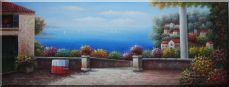 Large Size Mediterranean Resort Painting Oil Naturalism 24 x 63 inches