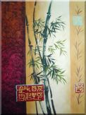 Bamboo Impressions Oil Painting Flower Asian 40 x 30 inches