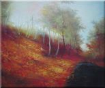 Water Stream in a Ditch Full of Red Foliage Oil Painting Landscape River Naturalism 20 x 24 inches