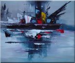 Modern Harbor-side Ship Oil Painting Boat 20 x 24 inches