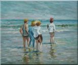 Summer day, Brighton Beach, Edward Henry Potthast Replica Oil Painting Portraits Child Impressionism 20 x 24 inches