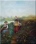 A Passing Conversation Oil Painting Portraits Couple Classic 24 x 20 inches