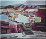 Village Vista Oil Painting Cityscape Modern 20 x 24 inches