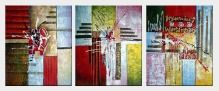Urban World - 3 Canvas Set Oil Painting Nonobjective Decorative 24 x 60 inches