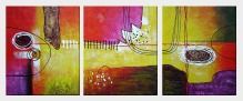 Colorful Connections Abstract Painting - 3 Canvas Set  24 x 60 inches