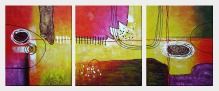 Colorful Connections Abstract Painting - 3 Canvas Set Oil Nonobjective Decorative 24 x 60 inches