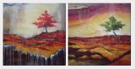 Modern Tree In Winter Ice - 2 Canvas Set Oil Painting Landscape Decorative 32 x 64 inches