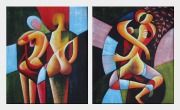 Cubism Nude Couples - 2 Canvas Set Oil Painting Portraits Modern 24 x 40 inches