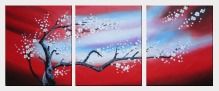 Blooming Plum Tree - 3 Canvas Set Oil Painting Flower Asian 24 x 60 inches