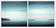 Small Islands In Sea - 2 Canvas Set Oil Painting Seascape Decorative 32 x 64 inches